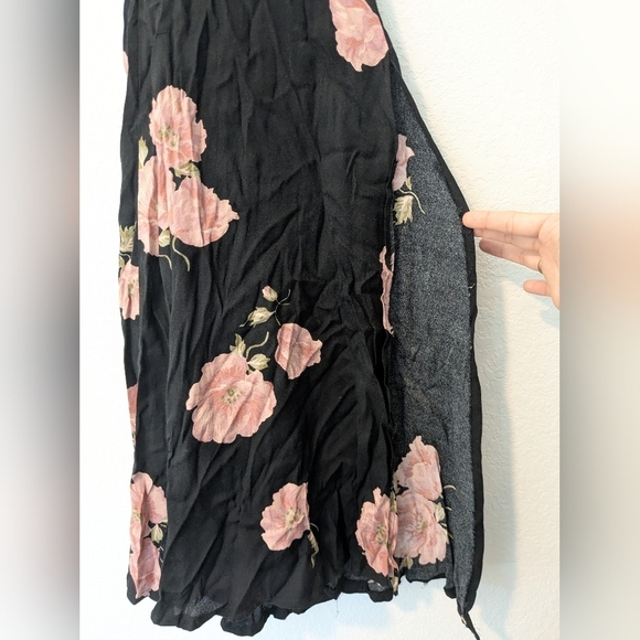 Reformation Black Pink Floral Sleeveless Criss Cross Open Back Slit Myrtle Dress - Picture 9 of 11